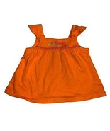 Orange flutter sleeve tank top shirt with Butterfly Pattern - £3.11 GBP