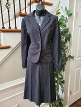 Covington Blue Striped Polyester Single Breasted Blazer &amp; Skirt 2 Piece Suit 10 - £37.65 GBP