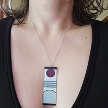 Silver Modern Tanjirou Kamado Geometric Necklace - $29.99
