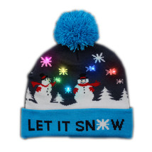 Multicolor LED Snowy Snowflake Winter Christmas Holiday Snowmen Beanie Hat - $34.81