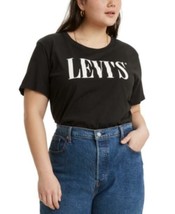 MSRP $25 Levi&#39;s Trendy Plus Size Cotton Perfect Logo T-Shirt Black Size 1X - £5.72 GBP