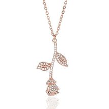 Flower necklace,crystal necklace,rose gold necklace,wedding jewelry,bridal neckl - £20.04 GBP