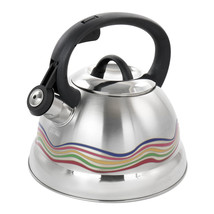 Mr. Coffee Cagliari 1.75 Quart Stainless Steel Whistling Tea Kettle with Color  - £42.57 GBP