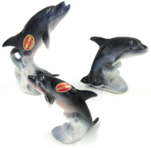 Vintage Sea World Bone China Miniature Dolphin Family of Three Japan - £11.72 GBP