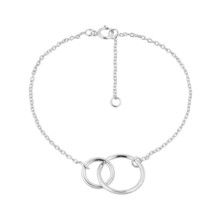 Elegant Interlocking Circles Sterling Silver Chain Bracelet - £13.34 GBP