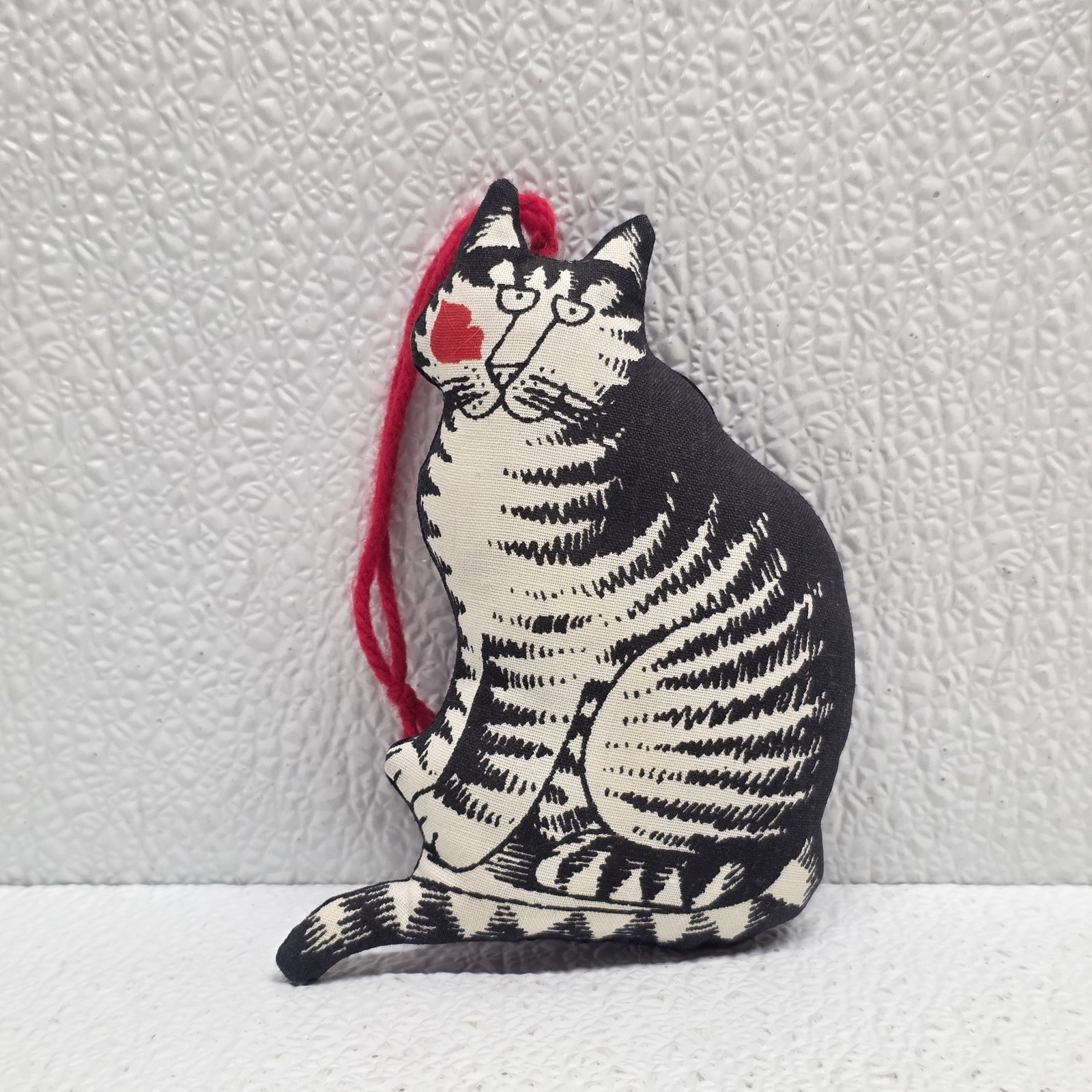 Vintage B.Kliban Love a Cat Red Kiss Fabric Plush 5&quot; Ornament - $29.60