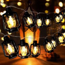30 Led Black Lantern String Lights Mini Kerosene Lamp For Indoor Outdoor Patio G - £31.96 GBP