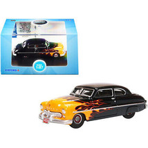 1949 Mercury Coupe &quot;Hot Rod&quot; Black and Yellow with Flames 1/87 (HO) Scal... - $22.15