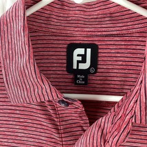 Footjoy Shirt Men&#39;s Large Red  Short Sleeve Polo Black Stripes Golf Acti... - £15.01 GBP