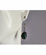 Womens Vintage Estate Sterling Silver Natural Emerald Earrings 4.1g E7947 - €42,79 EUR