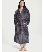 New VICTORIA&#39;S SECRET Women&#39;s Long Plush Cozy Robe Striped Gray XL/XXL - £70.60 GBP