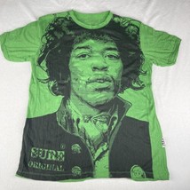 Jimmy Hendricks Shirt Men L Green Sure Tag Full Print   Rock Guitar Uniq... - £11.01 GBP