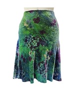 Meridith Burns Bias Cut Crushed Velvet Skirt Tie Dye Side Slit Greens Pu... - $57.42