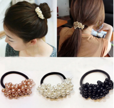 Premium Hair Accessories Pearls Beads Headbands Ponytail Holder for 2 colors - £6.14 GBP