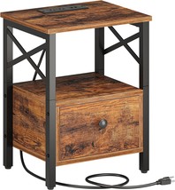 Hoobro Nightstand With Charging Station, End Table With Drawer, Usb Ports And - £51.95 GBP