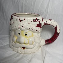 Santa Claus Ceramic Mug Cup Christmas Decor VTG MCM Chippy Paint - £7.44 GBP