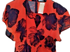 Dress Summer Pure Silk Orange Flowers Size 46 Ita Jacket Patch - £141.83 GBP