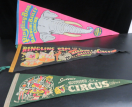 Vintage Circus Pennants Ringling Bros Lot of 3 Shriner Full Size 30&quot; - £17.61 GBP