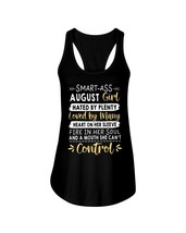 Smart Ass August Girl Tank Tops Fire In Her Soul She Can&#39;t Control Women... - $19.75