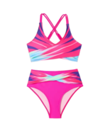 Gradient 2 ​Piece Bikini Swimsuits Size 12 (XL) Criss-Cross Strap Neon Pink New - $18.00