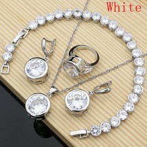 Bride Luxury 925 Silver Jewelry Sets Blue Sapphire for Women Drop Stones Earring - £29.12 GBP