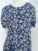 Vtg Erika Blue Floral Short Sleeve Dress Cottagecore Petite PL Buttons P... - $24.88
