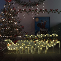 Reindeer &amp; Sleigh Christmas Decoration 140 LEDs Outdoor Gold - £168.24 GBP