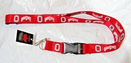NCAA Ohio State Buckeyes Gray O w/Curved Name Lanyard 23&quot; Long 1&quot; Wide by Aminco - £7.58 GBP