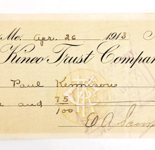 1913 Kineo Trust Company Bank Check E.A. Sampson Dover Maine Signed 4087... - £15.60 GBP