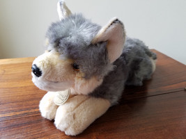 Miyoni by Aurora Plush Stuffed Animal Grey Beige 14&quot; Wolf - £7.74 GBP