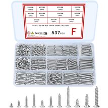 537-Piece Stainless Steel Self-Tapping Screws Assortment Fasteners Set - $13.41
