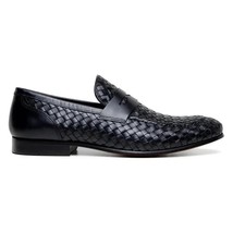 Belvedere Luca Italian Leather Penny Loafer Slip On Shoes Black image 2
