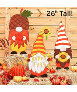 Harvest Fall Gnome Yard Stakes Outdoor Lawn Autumn Thanksgiving Hallowee... - $21.97+