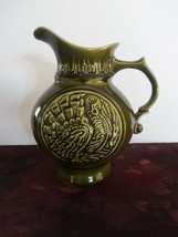 McCoy Pottery 9.5” Pitcher  Green with Turkey Design 1968 USA - £18.96 GBP