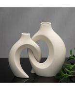 Cream Color Ceramic Vase For Modern Home Decor, Matte Snuggle Hollow Flo... - $41.94
