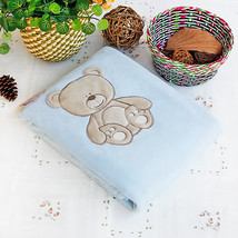 [Lovely Bear] Embroidered Applique Polar Fleece Baby Throw Blanket (30.7 by 3... - £29.03 GBP