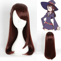 Little Witch Academia Kagari Atsuko Akko Brown Red Straight Ponytail Cosplay Wig - £19.65 GBP
