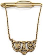 Vintage Gothic 1/20 12K Gold Filled Tie Bar Chain Monogram - £46.65 GBP