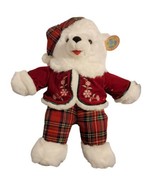 Dan Dee Snowflake Teddy Plush Bear 2008 Christmas White Fur Red Santa Ha... - £17.98 GBP