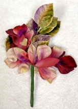Vintage Velvet Silk Wire Red Pink Purple Flower Spray Leaves Hat Trim Cr... - $28.22