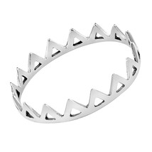 Geometric Crown Triangle Eternity Link Sterling Silver Ring-9 - £6.65 GBP