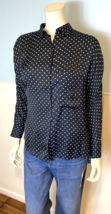Trafaluc Blue with White Polka Dots Long Sleeve Blouse Size M - £14.95 GBP