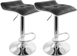 Elama Modern 2 Piece Tufted Faux Leather Adjustable Bar Stool with Low Back in B - £212.44 GBP