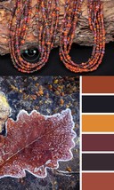 extra-long boho friendship bracelets/necklaces, orange, purple, brown seed beads - £31.36 GBP