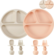 PandaEar 2 Pack Silicone Divided Suction Plates with 2 Spoons - $14.54