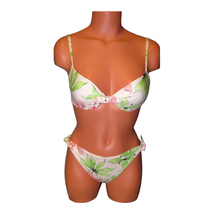 GOTTEX Silver Floral Print Booster Bra Bikini Set Side Tie Size: 38 - $29.99