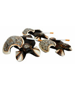 Balinese Wood Handicrafts Polkadot Shell Turtle Family Ashtray Box Figur... - $39.63 CAD