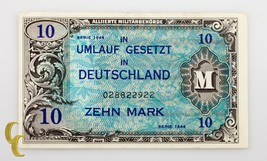 1944 Germany Post WWII Allied Military Currency 10 Mark (VF Condition - £41.55 GBP