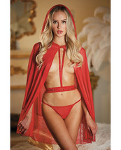 Allure Lace &amp; Mesh Cape W/attached Waist Belt (g-string Not Included) Red O/s - £15.83 GBP