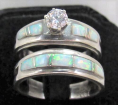 Arnold Maloney Sterling Silver Opal &amp; CZ Engagement Ring Sz 10 Wedding B... - $277.19